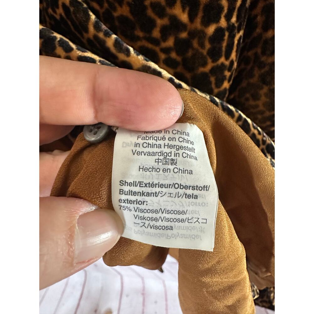J. Crew Leopard Velvet Wrap Dress Women's Size 8 Brown Animal Fall - Picture 8 of 9